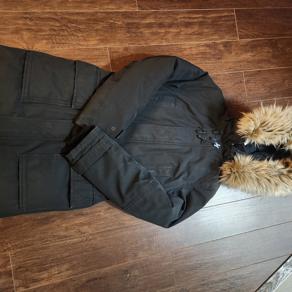 TNA Charcoal Gray Parka with Drawstring Detail